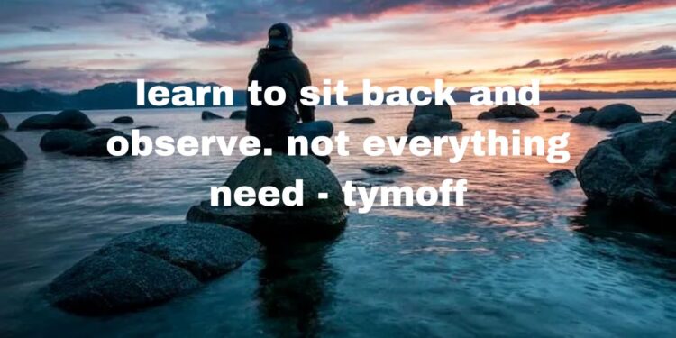 Learn to Sit Back and Observe. Not Everything Need - Tymoff